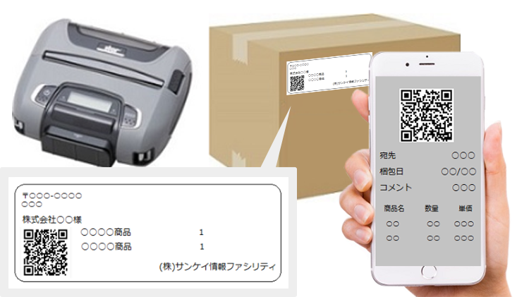 印刷したQR付きラベルを読み込むと荷物の詳細を確認できる
